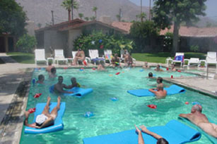 Relaxing in the pool during a Palm Springs weekend